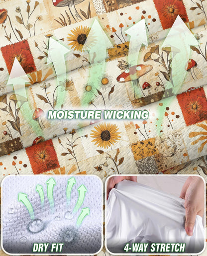 Vintage Mushroom Pattern Sleeveless Polo Shirt for Women – Nature Retro Style | Netecom