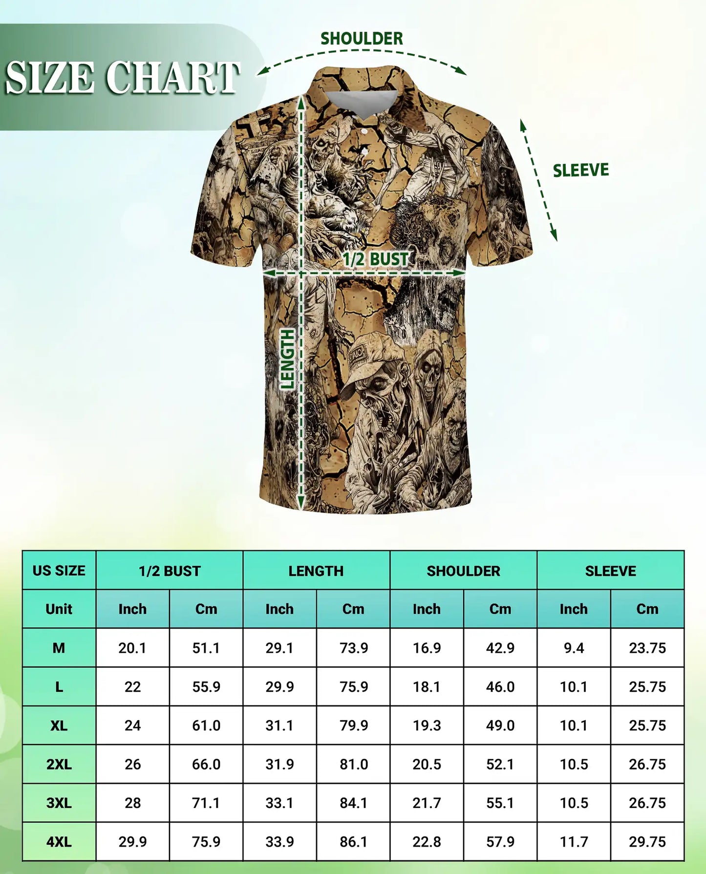Zombie Apocalypse Polo Shirt for Men – Creepy Horror Skeletons | Netecom
