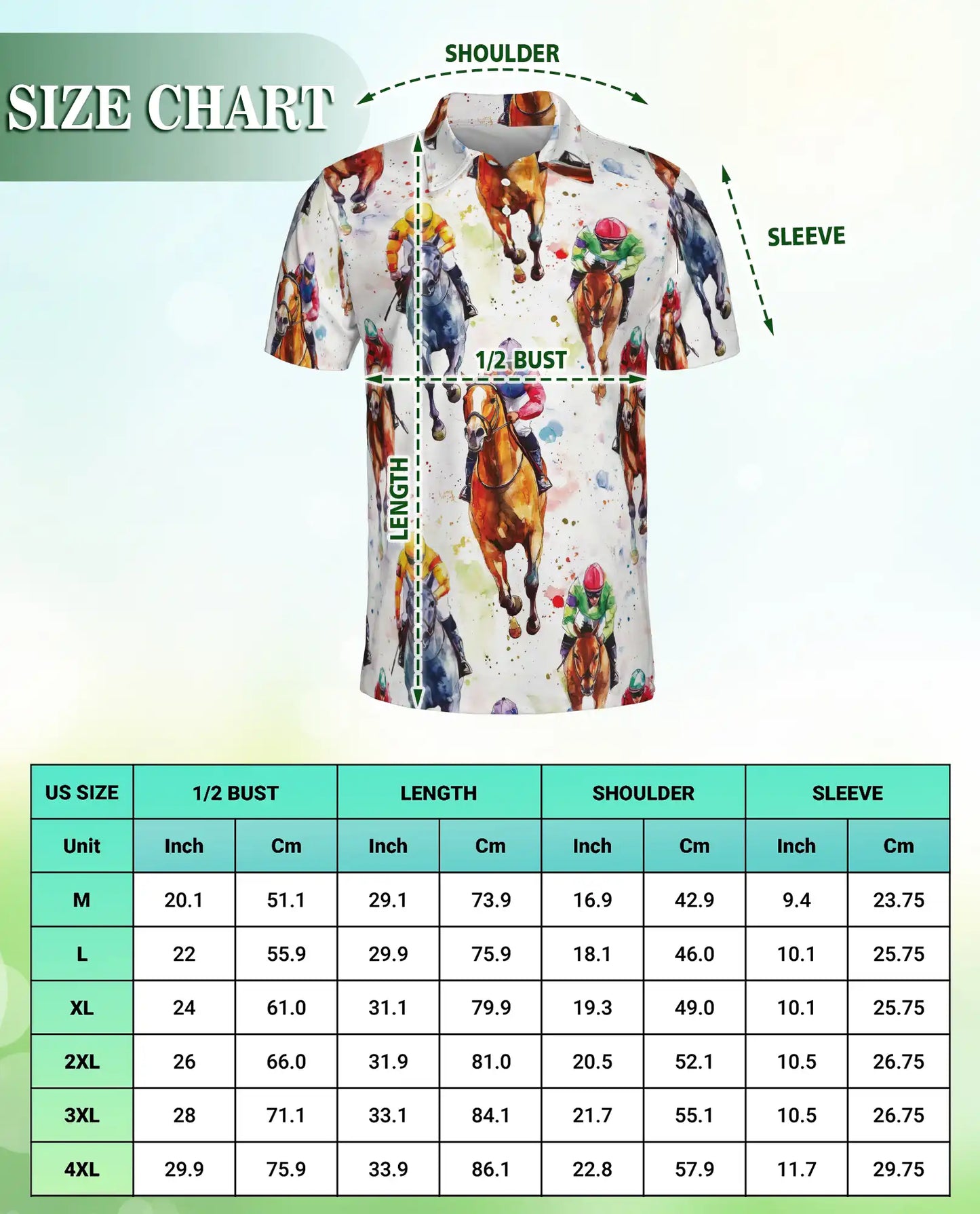 Watercolor Horse Racing 3D Polo Shirt for Men – Jockey Derby Sports Style | Netecom