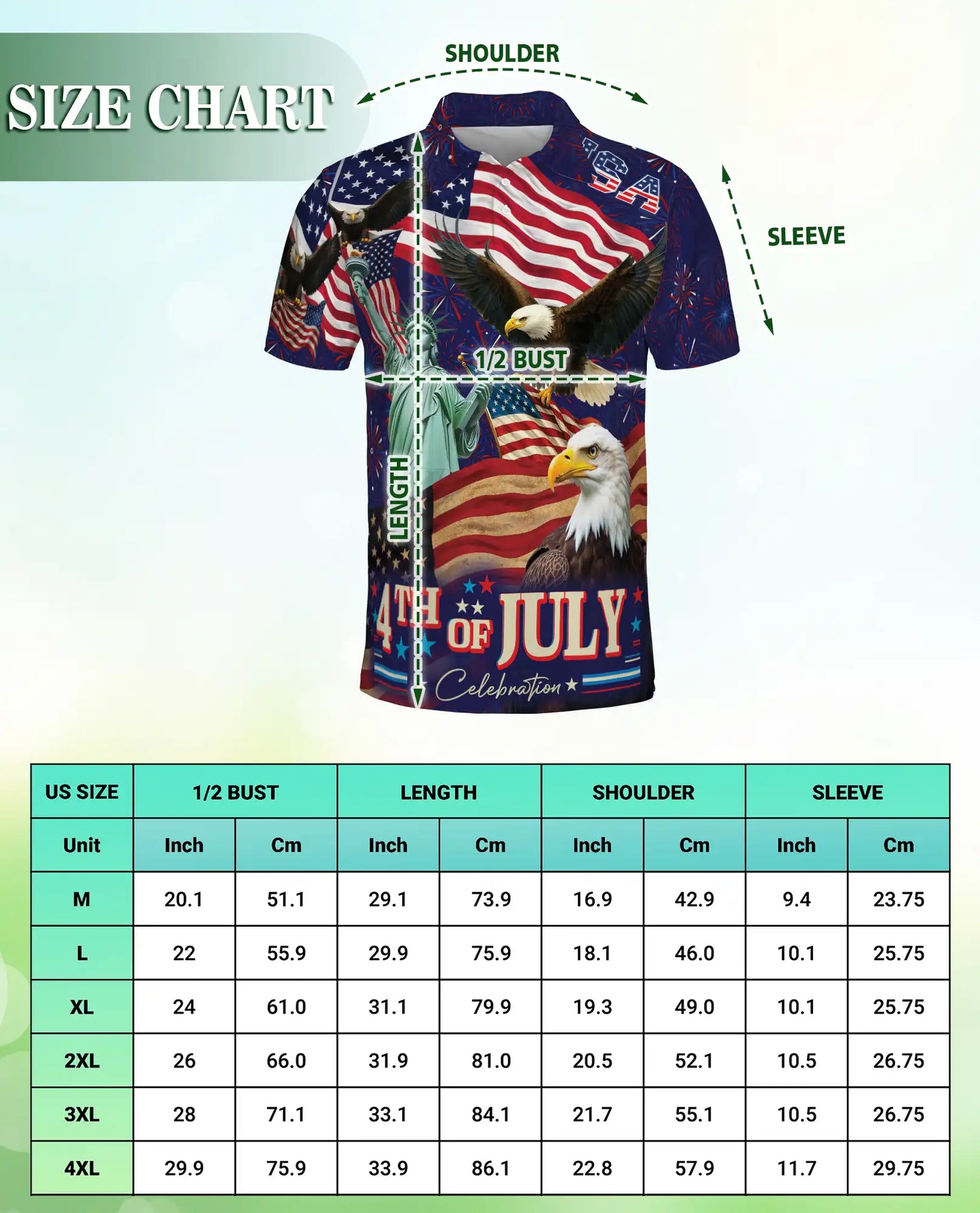 4th of July Polo Shirt – Patriotic Eagle USA Print | Netecom