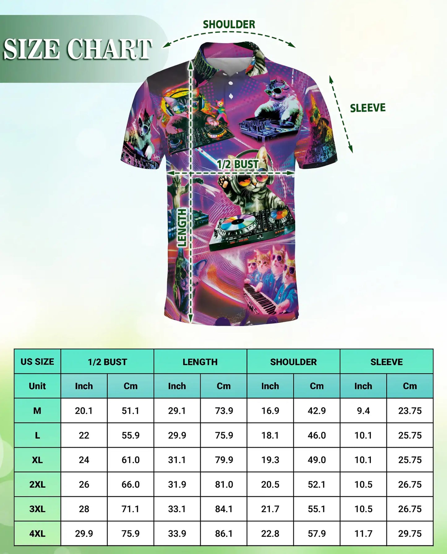 DJ Cat Party Polo Shirt-Neon Music Festival Funny Cat DJ Design | Netecom