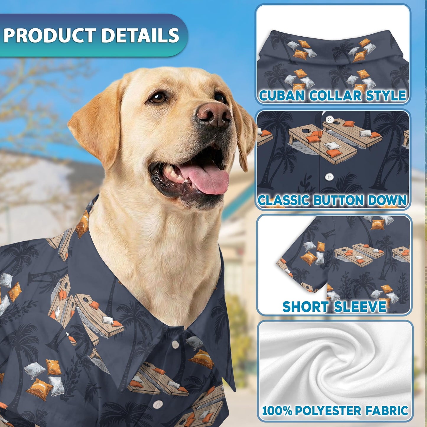 Netecom Matching Cornhole Hawaiian Shirt for Dog and Owner, Aloha Summer Shirt, Cornhole Tree Print Button Down Outfit for Pet and Human, Beach Vacation Casual Wear