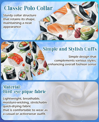 Sushi Roll Polo Shirt for Men – Japanese Food Style | Netecom