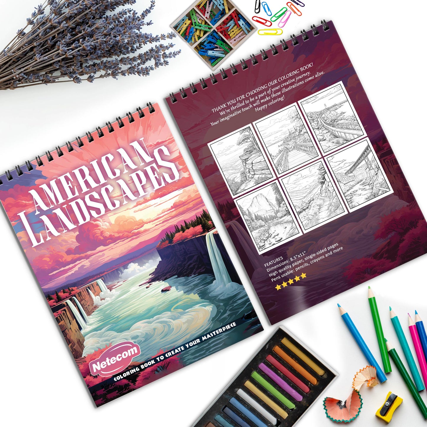 American Landscapes Spiral Bound Coloring Book, Iconic American Landscapes for a Scenic Art Adventure, Perfect for Travelers and Nature Enthusiasts