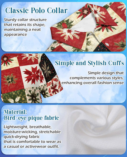 Christmas Quilt Polo Shirt – Festive Snowflake Print | Netecom