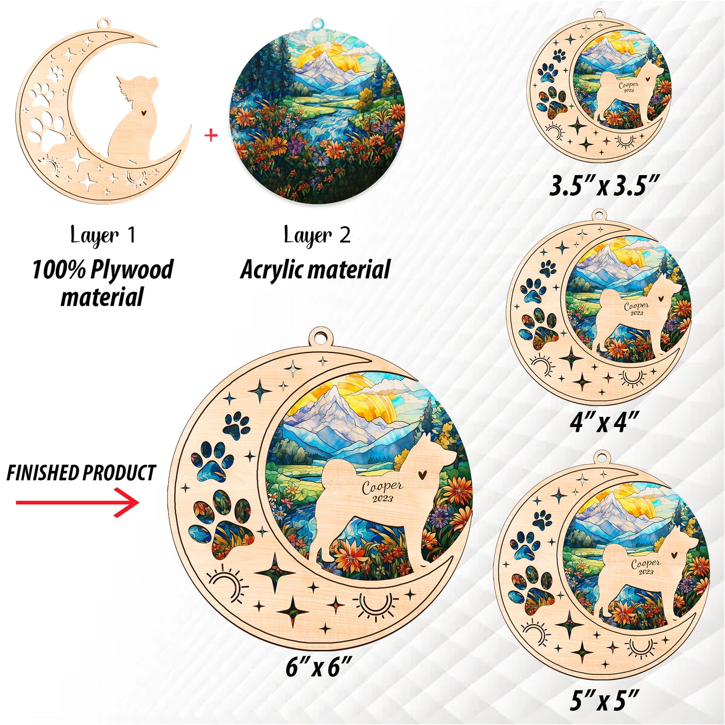Netecom Akita Dog Memorial Suncatcher, Personalized Akita Christmas Ornament with Name Date, Bereavement Gifts for Loss of Pet, Dog Death Sympathy Gift Pet Loss Sun Catchers, Dog Grief Gift