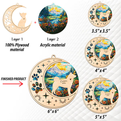 Netecom Akita Dog Memorial Suncatcher, Personalized Akita Christmas Ornament with Name Date, Bereavement Gifts for Loss of Pet, Dog Death Sympathy Gift Pet Loss Sun Catchers, Dog Grief Gift