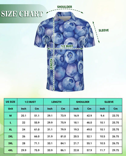 Blueberry Patten Polo Shirt For Men – Summer Fruit Print | Netecom