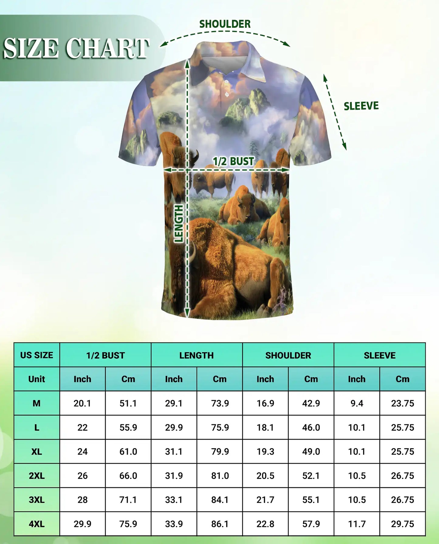 Mystical Bison Polo Shirt for Men – Majestic Wildlife Landscape | Netecom