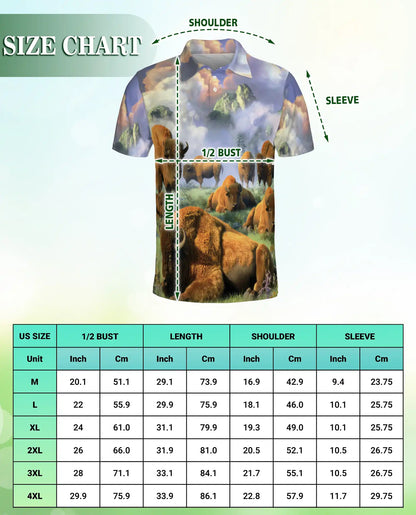 Mystical Bison Polo Shirt for Men – Majestic Wildlife Landscape | Netecom