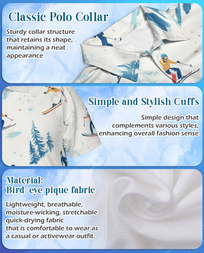 Ski Pattern Polo Shirt for Men – Winter Sports Style | Netecom