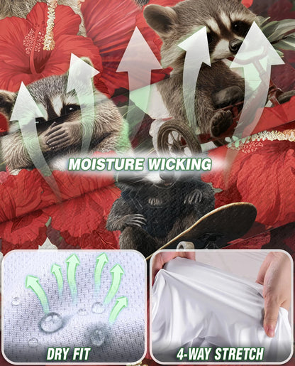 Tropical Hibiscus Raccoon Sleeveless Polo Shirt for Women | Netecom