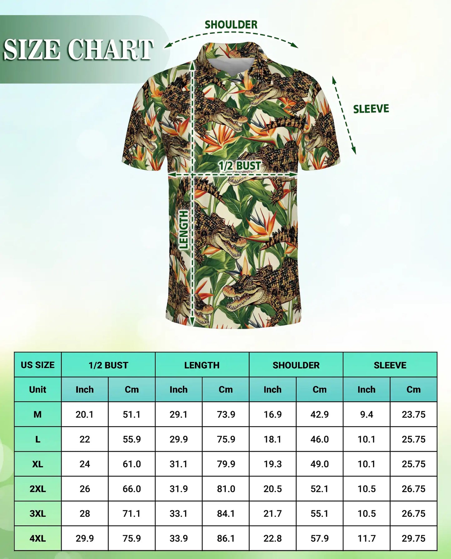 Alligator Hawaiian 3D Polo Shirt for Men – Tropical Crocodile Jungle Style | Netecom