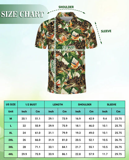Alligator Hawaiian 3D Polo Shirt for Men – Tropical Crocodile Jungle Style | Netecom