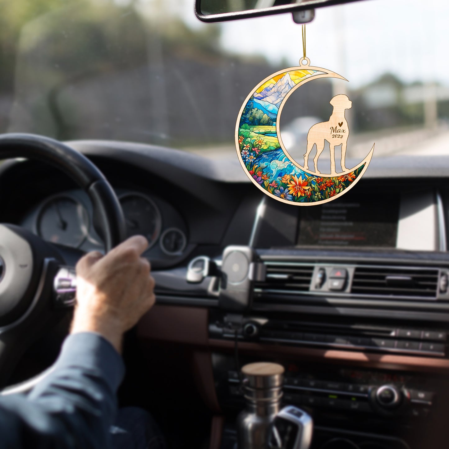 Netecom Vizsla Dog Memorial Suncatcher, Personalized Vizsla Christmas Ornament with Date Name, Bereavement Gifts for Loss of Pet, Dog Death Sympathy Gift Pet Loss Sun Catchers, Dog Grief Gift