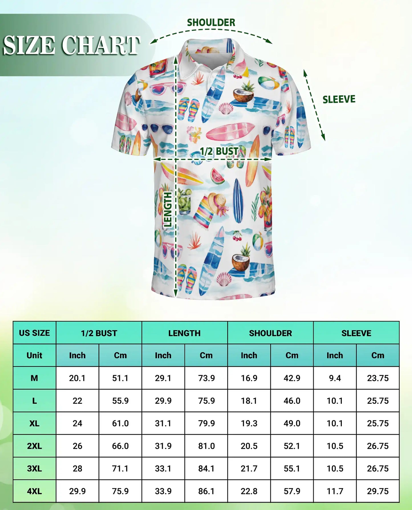 Beach Summer Polo Shirt – Surf & Tropical Print | Netecom