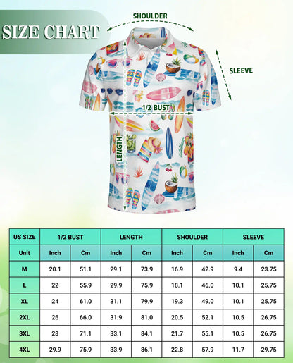 Beach Summer Polo Shirt – Surf & Tropical Print | Netecom