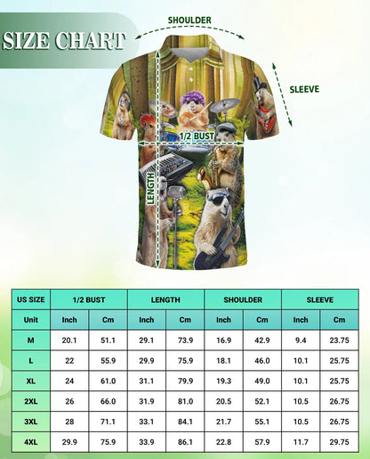 Funny Groundhog Band Polo Shirt Woodland Animal Music Print | Netecom