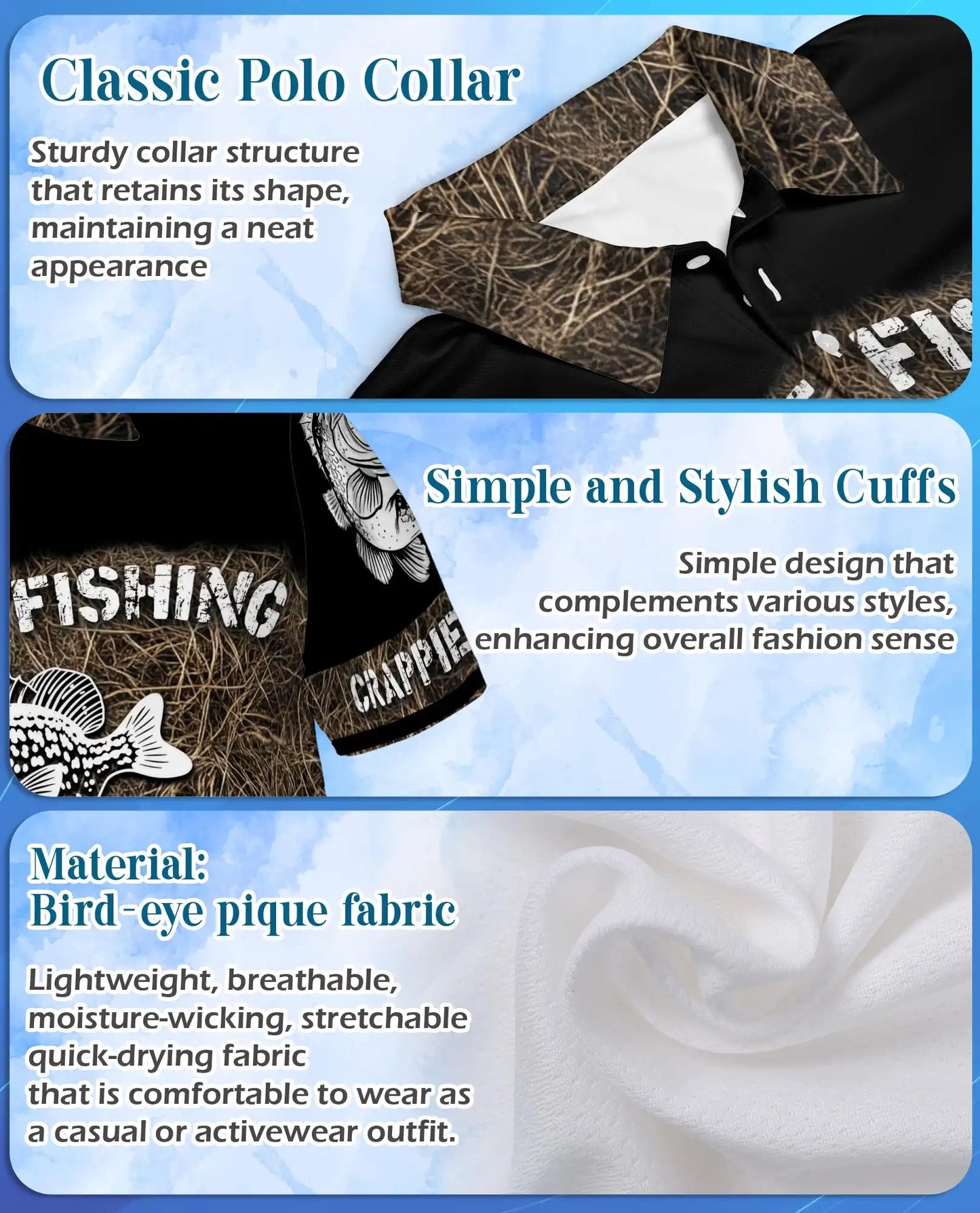 Crappie Fishing Polo Shirt - Lake Cabin Angler Style | Netecom