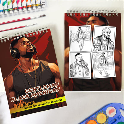 Gentleman Black American Spiral Bound Coloring Book, Discover Classic Charm with 30 Enchanting Coloring Pages, Unleashing Your Creativity in the World of Gentleman Black Americans