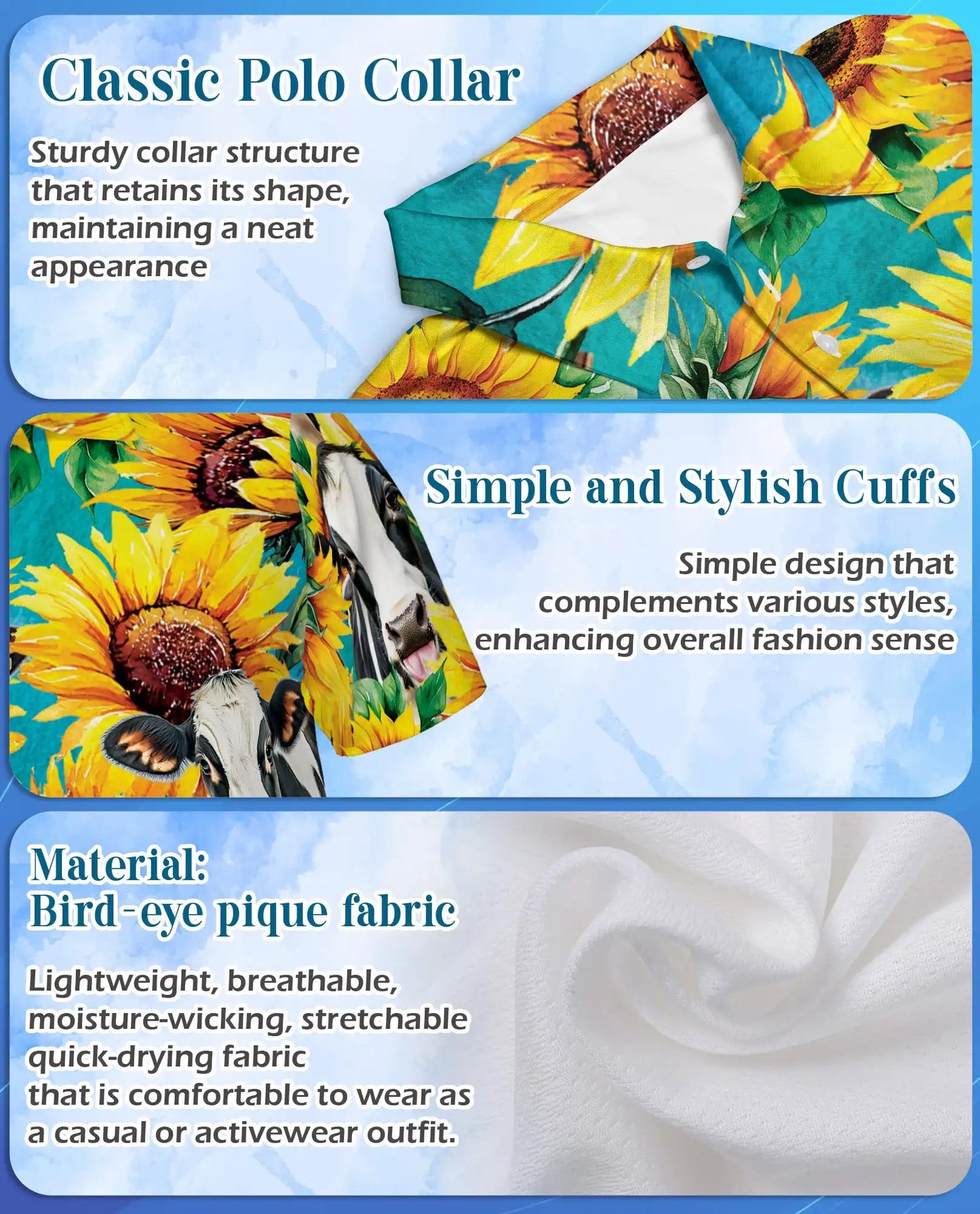 Sunflower Cow 3D Polo Shirt | Netecom