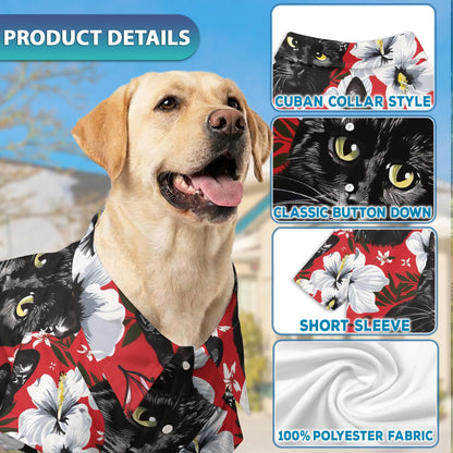 Matching Dog and Owner Hawaiian Shirts – Black Cat Tropical Beach Outfit