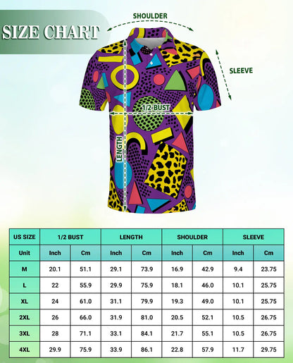 80s Retro Geometric Polo Shirt for Men | Netecom