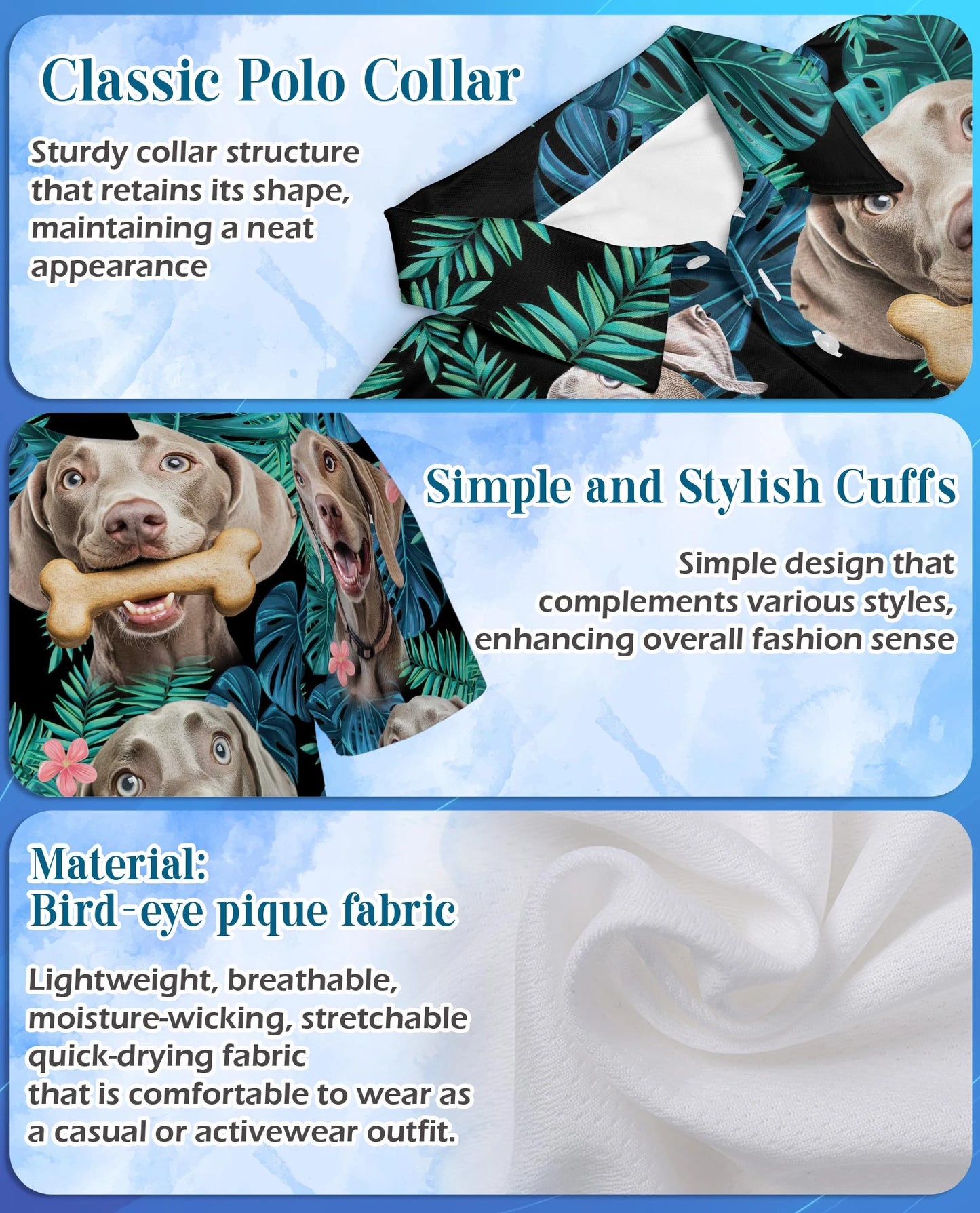 Weimaraner Tropical Pattern Polo Shirt for Men – Dog Lover Style | Netecom