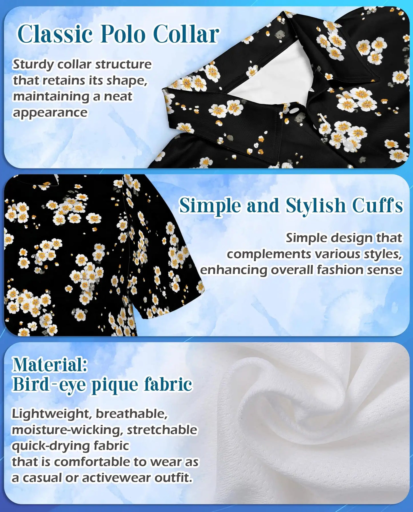 Daisy Flower Polo Shirt for Men – Minimal Floral Style | Netecom