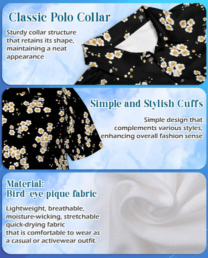 Daisy Flower Polo Shirt for Men – Minimal Floral Style | Netecom