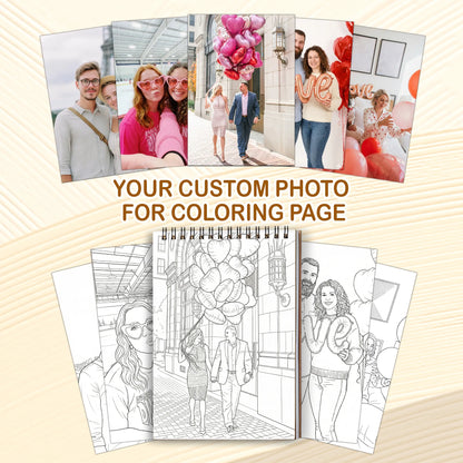 Custom Photo Coloring Book for Couples, Personalized Love Memory Gift