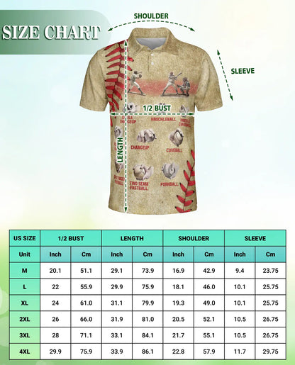 Baseball Pitch Types Polo Shirt – Vintage Style | Netecom