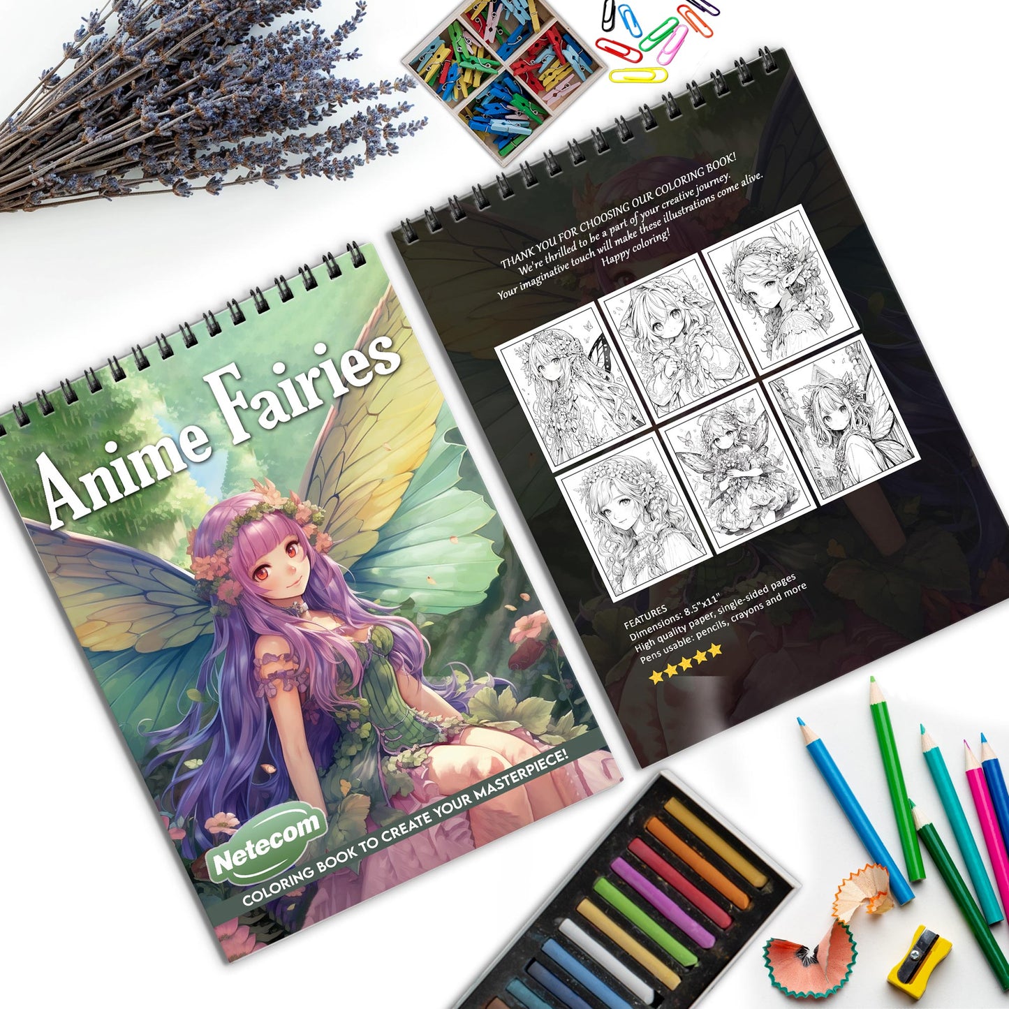 Anime Fairies Spiral Bound Coloring Book, Enchanting Anime Fairies for a Magical and Artistic Escape, Perfect for Fans of Fantasy and Whimsical Art