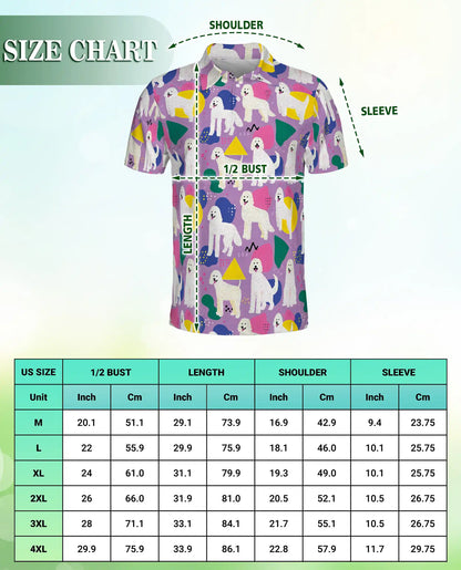 White Poodle Polo Shirt for Men-Retro Pop Art Dog Lover Pattern Shirt | Netecom
