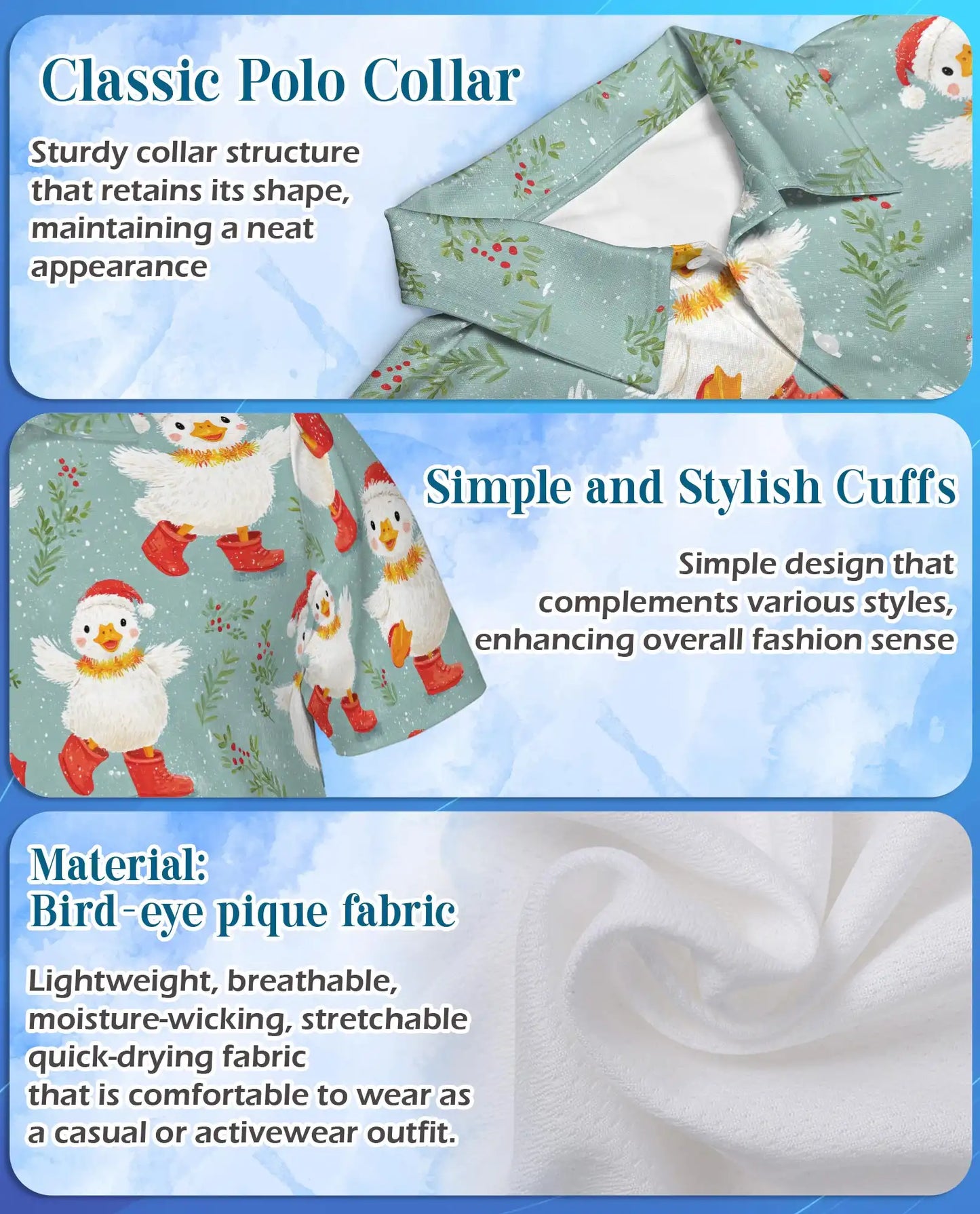 Christmas Duck Polo Shirt - Cute Holiday Winter Style | Netecom