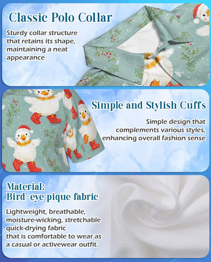 Christmas Duck Polo Shirt - Cute Holiday Winter Style | Netecom