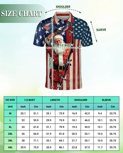 Patriotic Santa Hawaiian Polo Shirt | Netecom