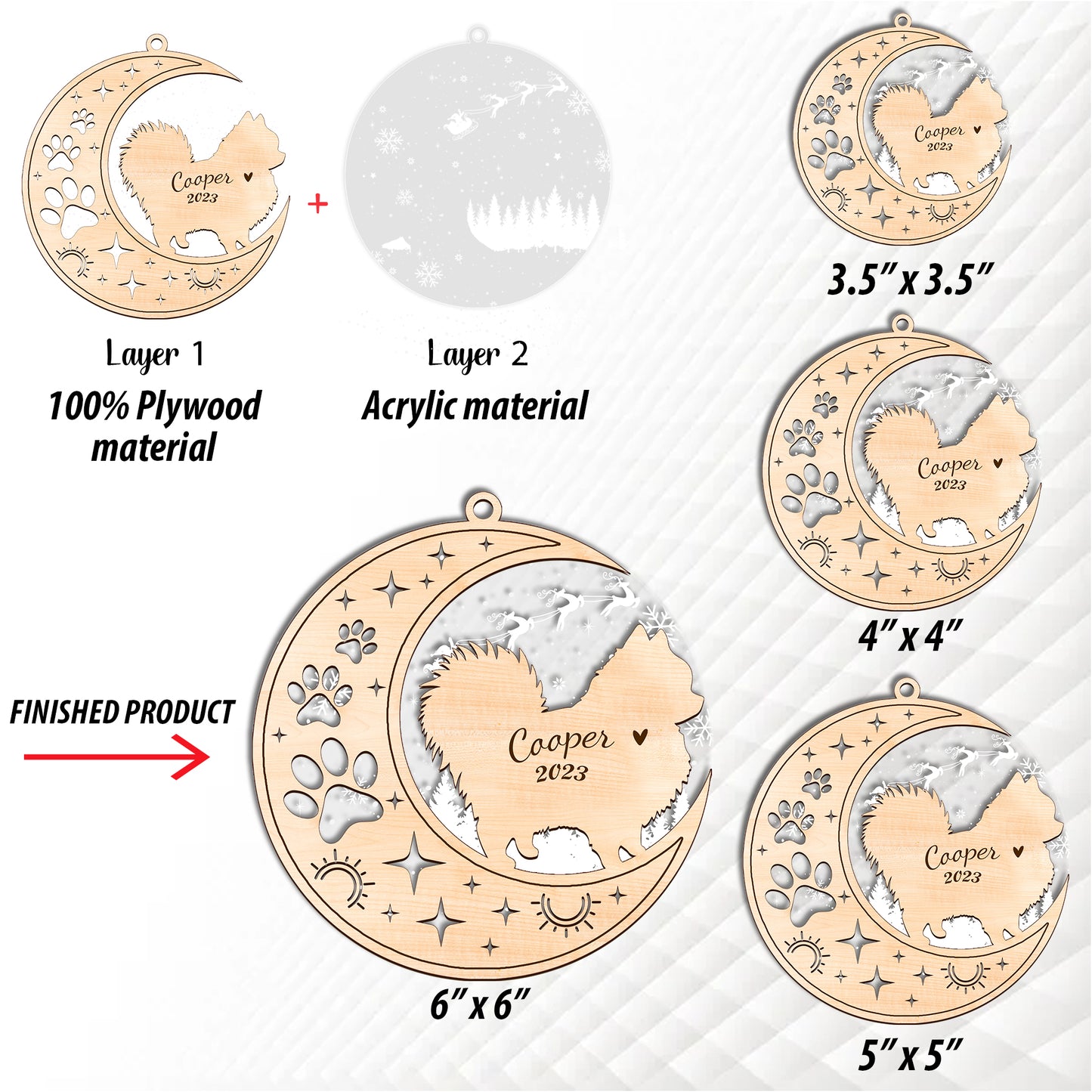 Netecom Pomeranian Dog Memorial Suncatcher, Personalized Pom Dog Christmas Ornament with Date Name, Bereavement Gifts for Loss of Pet, Dog Death Sympathy Gifts Pet Loss Sun Catchers, Dog Grief Gift