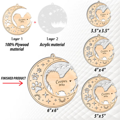 Netecom Pomeranian Dog Memorial Suncatcher, Personalized Pom Dog Christmas Ornament with Date Name, Bereavement Gifts for Loss of Pet, Dog Death Sympathy Gifts Pet Loss Sun Catchers, Dog Grief Gift