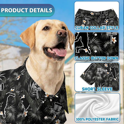 Netecom Matching Disc Golf Hawaiian Shirt for Dog and Owner, Tropical Flower Aloha Summer Shirt, Disc Golf Print Outfit for Pet and Human, Beach Vacation Casual Wear