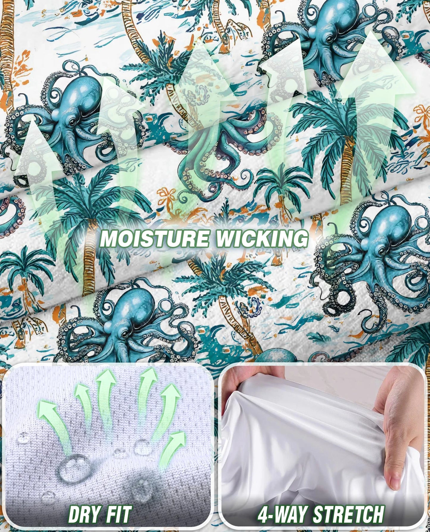 Octopus and Palm Tree Sleeveless Polo Shirt for Women | Netecom