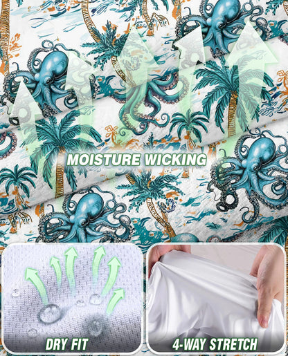 Octopus and Palm Tree Sleeveless Polo Shirt for Women | Netecom