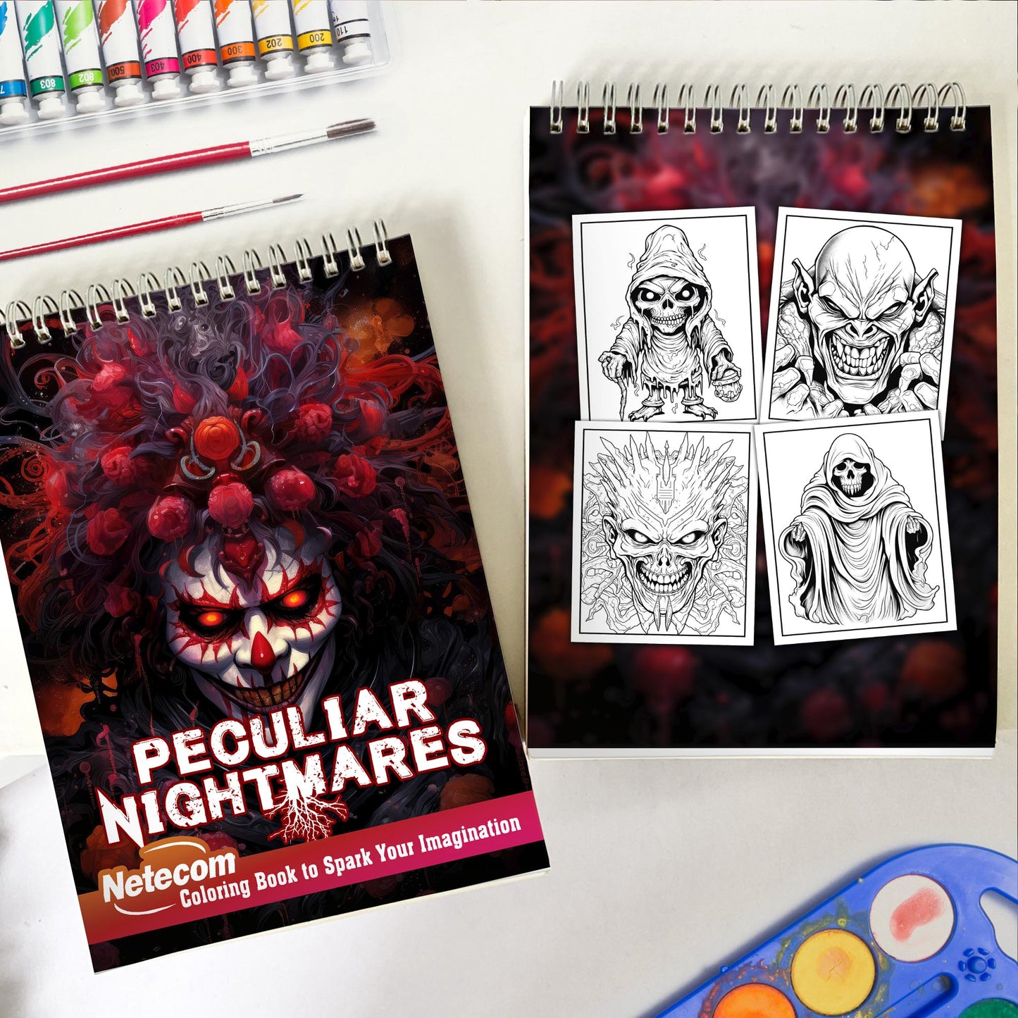 Peculiar Nightmares Spiral Bound Coloring Book, Journey into the Bizarre Realms of Peculiar Nightmares Through Detailed Coloring