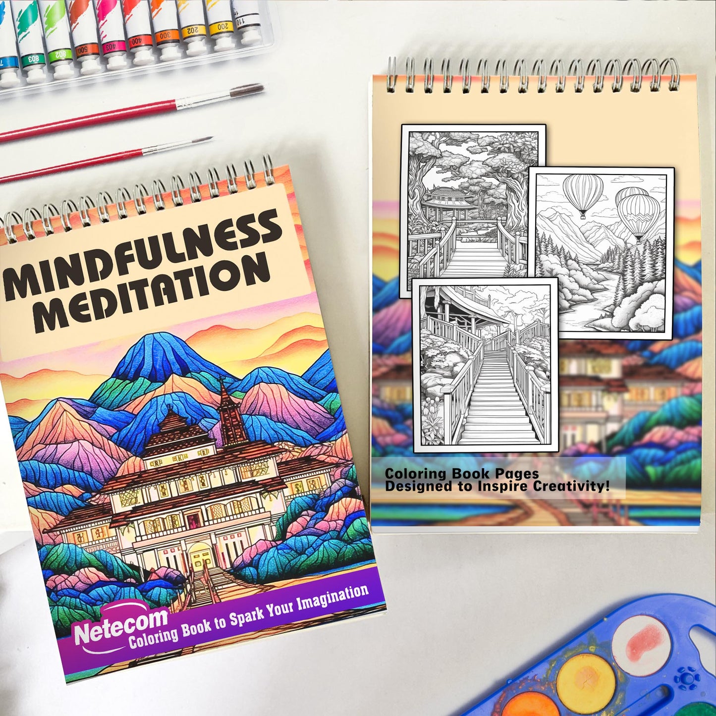 Mindfulness Meditation Spiral Bound Coloring Book, Unleash Your Creativity with 30 Mindfulness Meditation Landscape Coloring Pages, Finding Inner Peace in Nature's Splendor