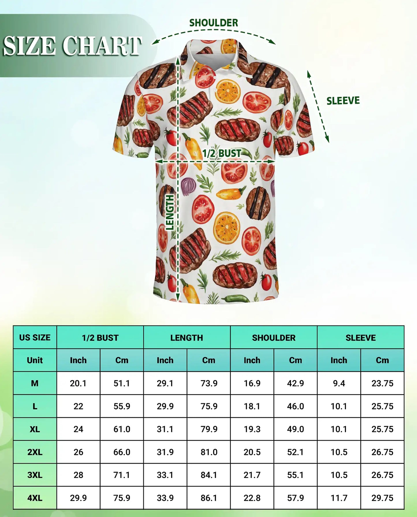 Grilled Steak Food 3D Polo Shirt for Men – BBQ Kitchen Lover Style | Netecom