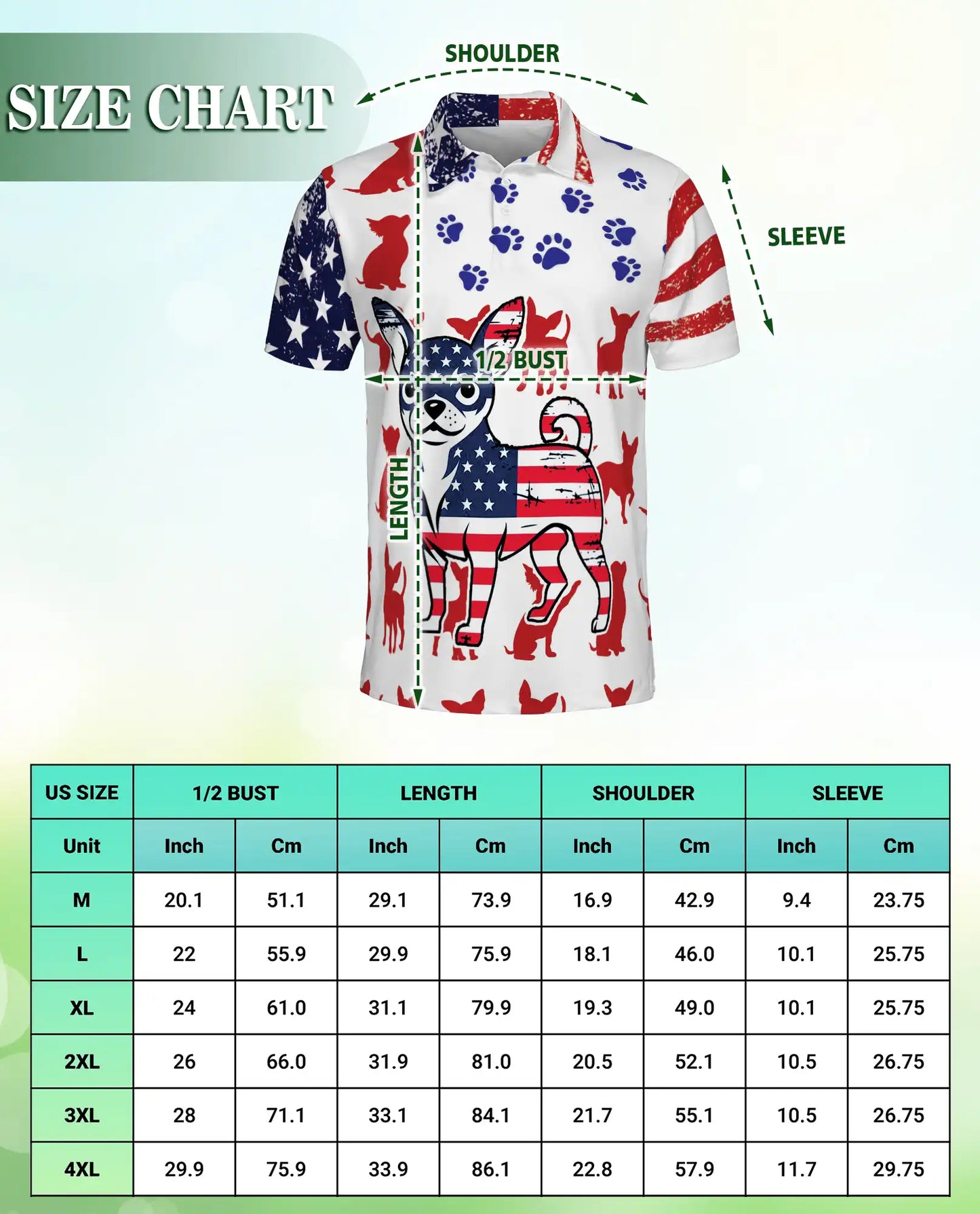 Patriotic Chihuahua Polo Shirt – American Flag Dog Print | Netecom