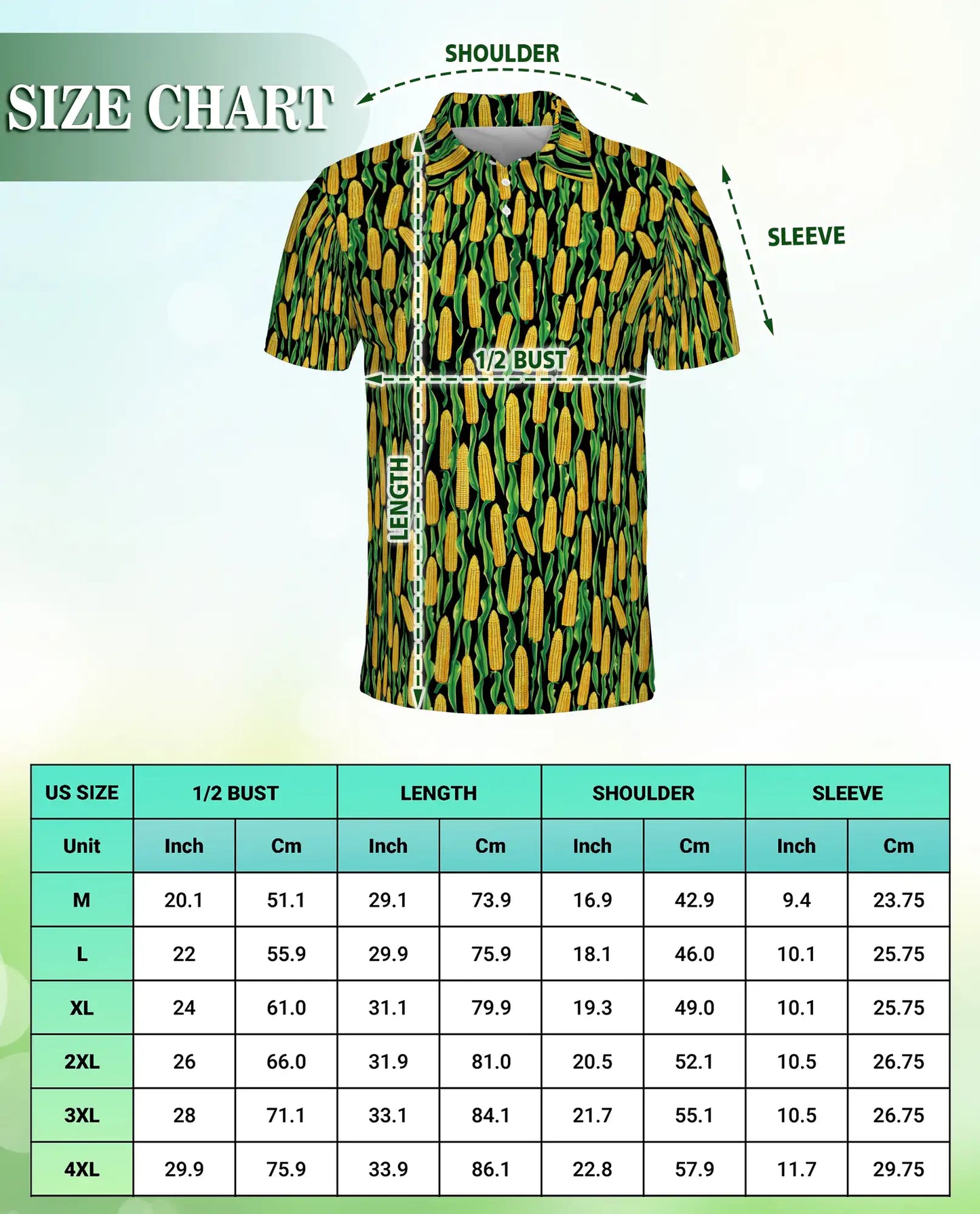 Corn Pattern Hawaiian Polo Shirt for Men | Netecom