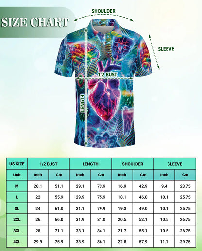 Medical  Polo Shirt – Neon Brain Heart Skull Design | Netecom
