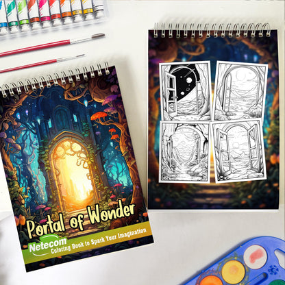 Portal of Wonder Spiral Bound Coloring Book, Embark on a Journey with 30 Captivating Coloring Pages of the Portal of Wonder, Where Magic Comes Alive.