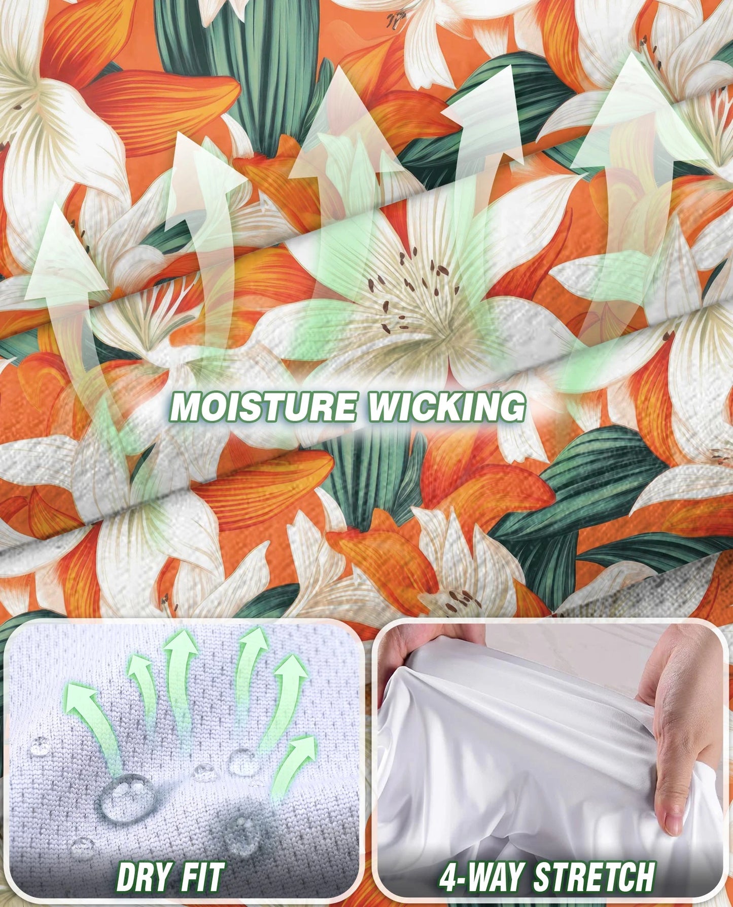 Orange Lily Print Sleeveless Polo Shirt for Women – Elegant Floral Style | Netecom